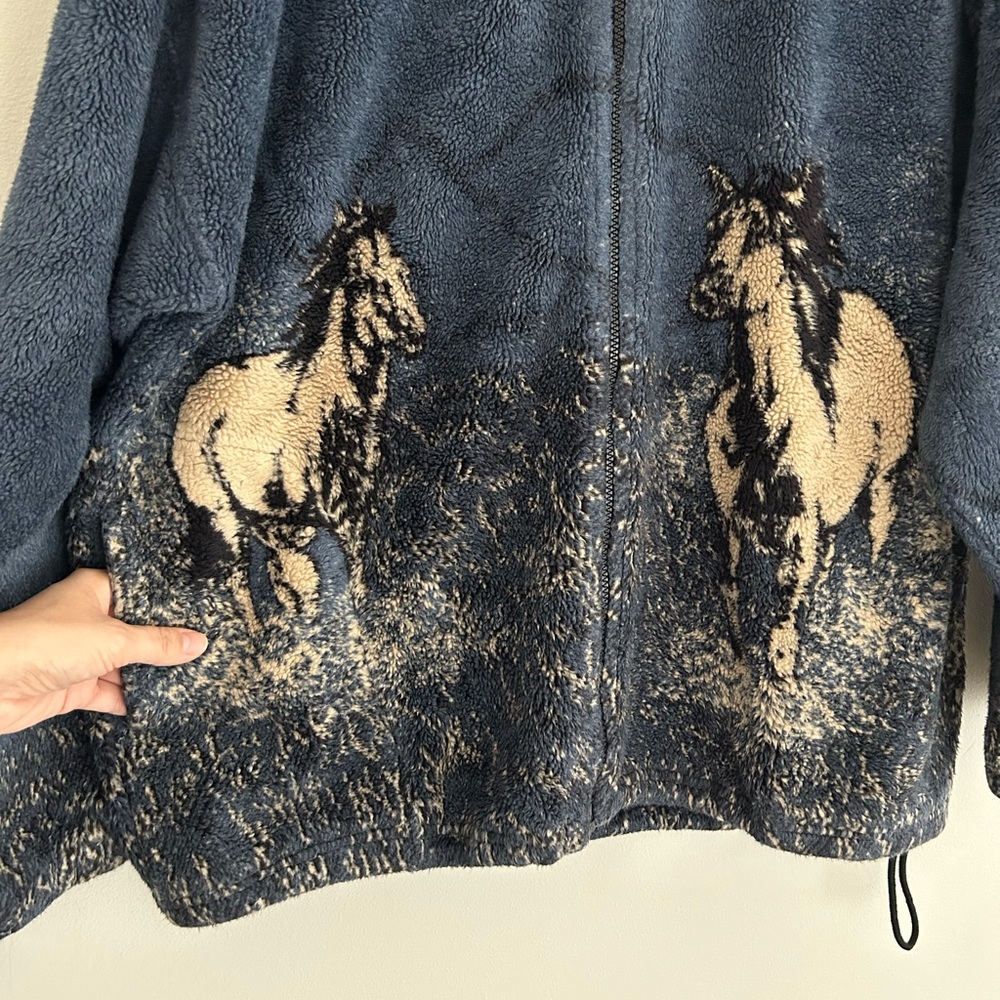 Vtg RARE Red Head Western “Wild Horses” Comfy Full Zip Jacket Sz L - Picture 4 of 7